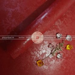 Giấy gói quà, bọc quà cao cấp vân hoa nổi màu đỏ