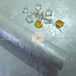 Giấy gói quà, bọc quà cao cấp vân hoa nổi màu ghi