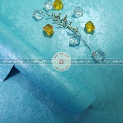 Giấy gói quà, bọc quà cao cấp vân hoa nổi màu xanh da trời