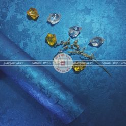 Giấy gói quà, bọc quà cao cấp vân hoa nổi màu xanh dương