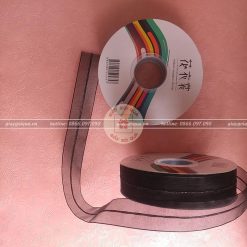 Ruy băng voan Thái 3cm đen chỉ giữa - RB02