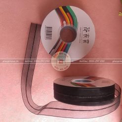 Ruy băng voan Thái 3cm đen chỉ giữa - RB02