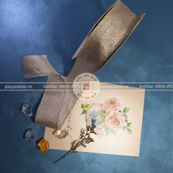 Ruy băng nhũ kim tuyến 4cm màu Bạc